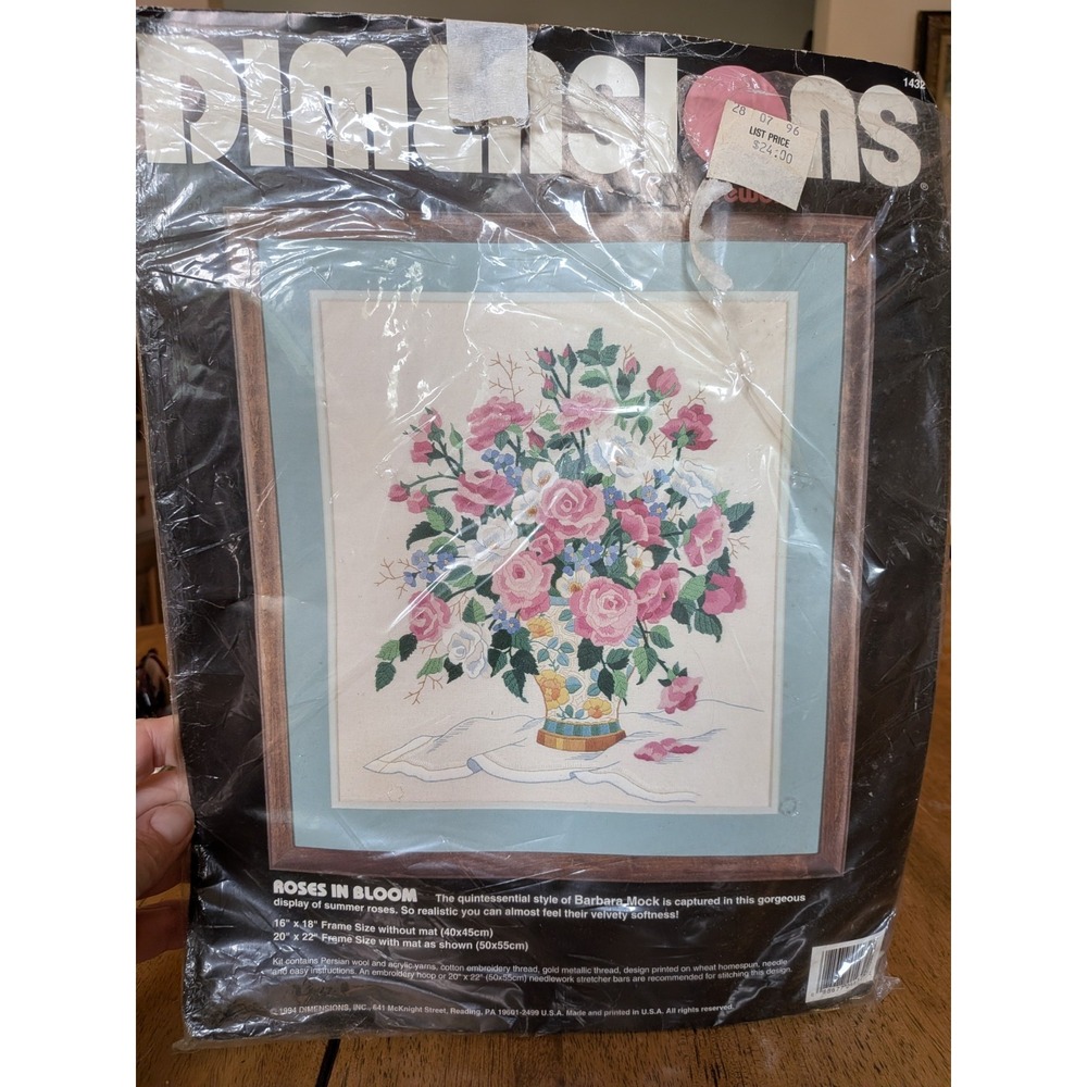 Barbara Mock Dimensions Viltg Cross-Stitch Roses Pattern Floral Cottagecore NOS